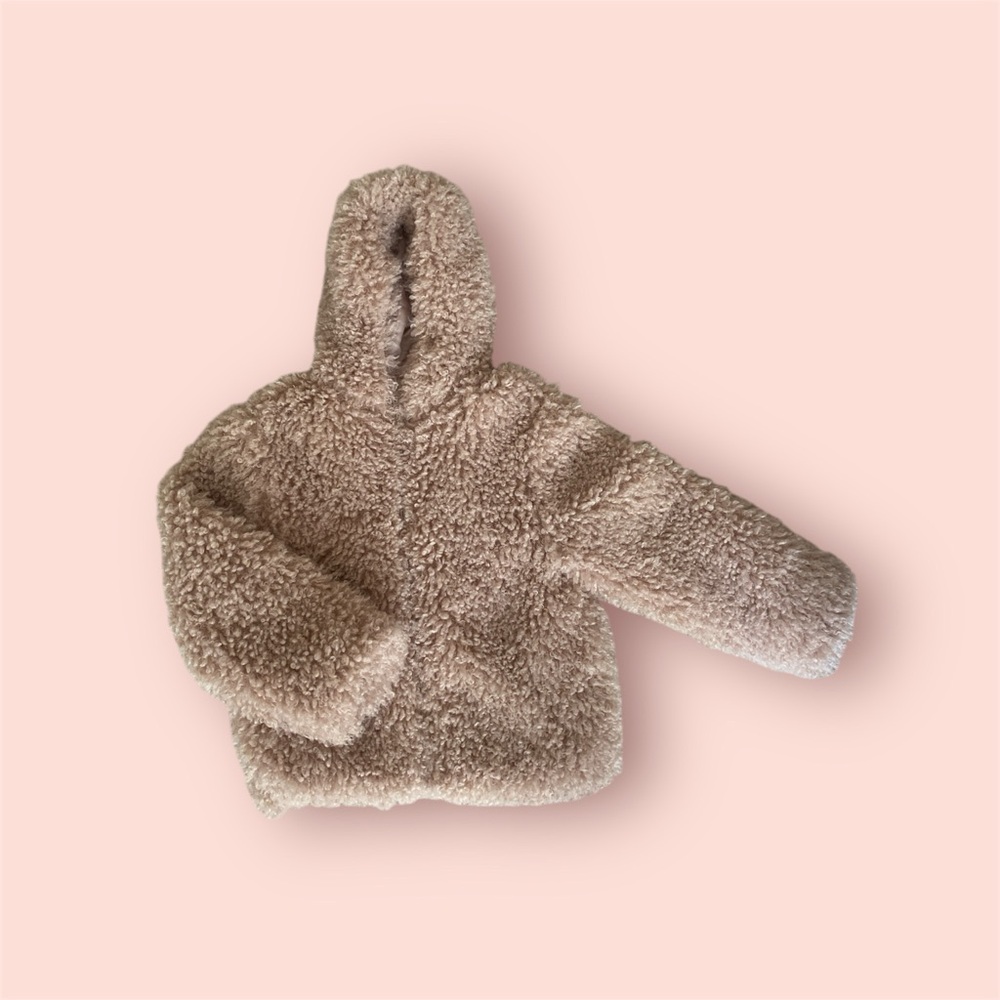 Kid's Blush/Pink  Lamb Faux Fur
Hooded Parka-Size Large